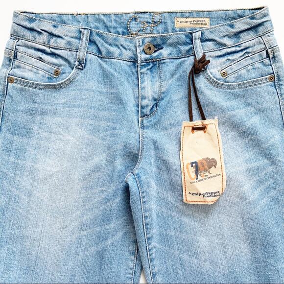 Vintage Chip & Pepper Shorts Light Wash Denim Y2K Bermuda Jean Size 7 Junior NEW - Picture 4 of 11